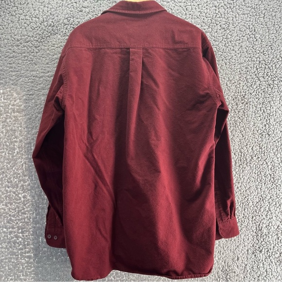 Vintage LL Bean Chamois Cloth Maroon Flannel Shirt Traditional Fit Size L Reg - Picture 5 of 8